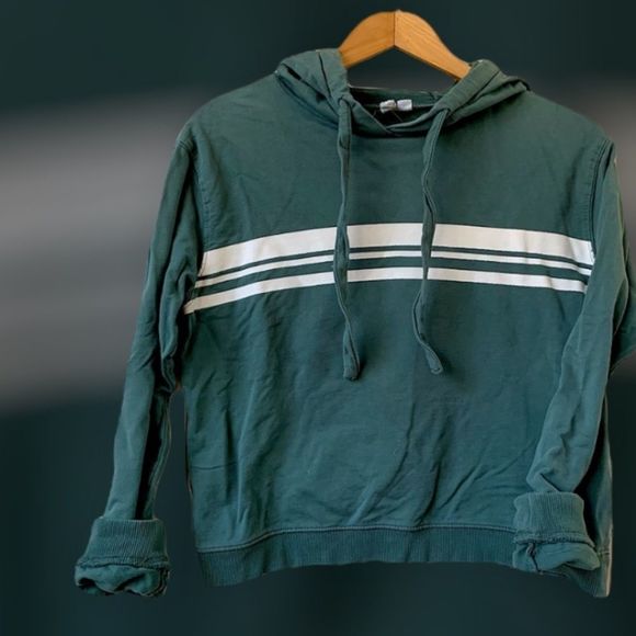 Boho / Bohemian Green and White Striped Hoodie - Picture 2 of 5